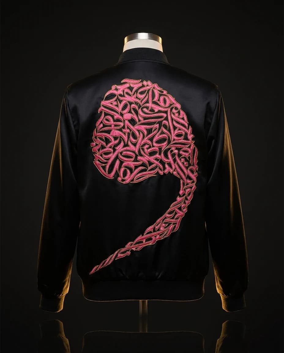Study — silk bomber, Gulnar voice in rose silk thread