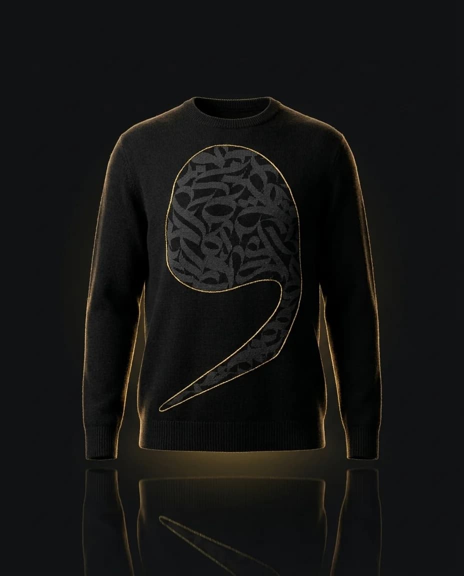 Study — merino jacquard, Hujoom voice woven in